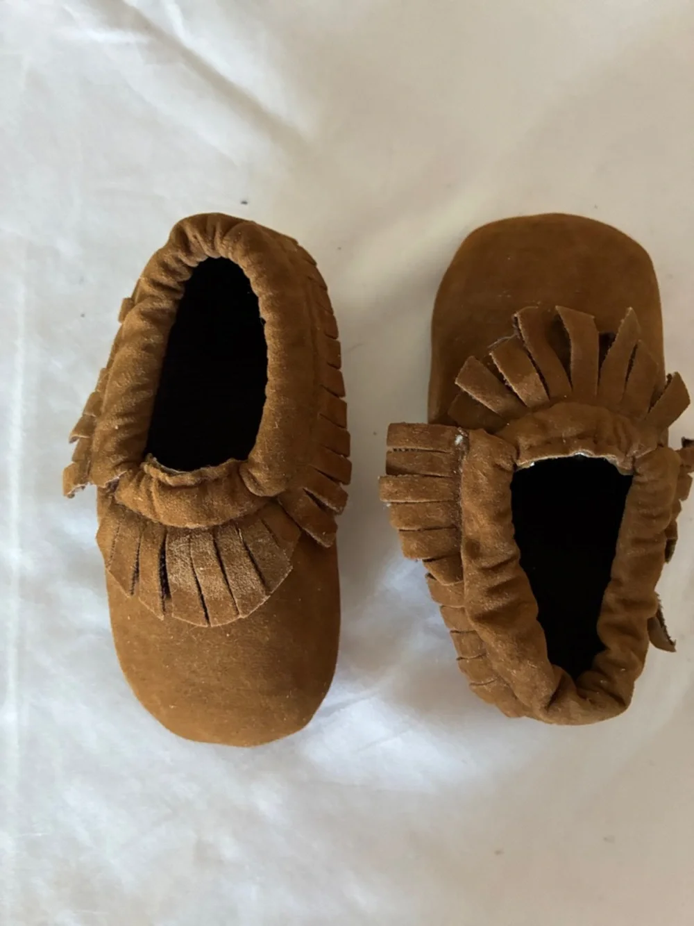 Kids Fringe Moccasin Slip-On Shoes - Brown